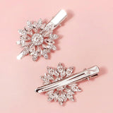 2pcs Rhinestone Flower Hair Clips Women Girls Hairpins Hairclips Party Headwear