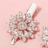 2pcs Rhinestone Flower Hair Clips Women Girls Hairpins Hairclips Party Headwear