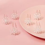 6pcs Pearl Flower Hair Forks Wedding Hairpins Bridal Headwear Jewelry