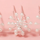 6pcs Pearl Flower Hair Forks Wedding Hairpins Bridal Headwear Jewelry