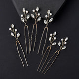 Green Plant Hair Pins Wedding Jewelry Accessories Crystal Head Decoration