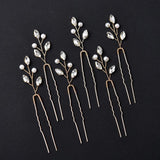 Green Plant Hair Pins Wedding Jewelry Accessories Crystal Head Decoration