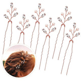 Green Plant Hair Pins Wedding Jewelry Accessories Crystal Head Decoration