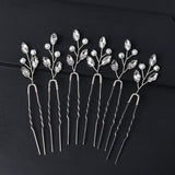 Green Plant Hair Pins Wedding Jewelry Accessories Crystal Head Decoration