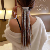 Rhinestone Headband Long Tassel Hairpins Wedding Jewelry