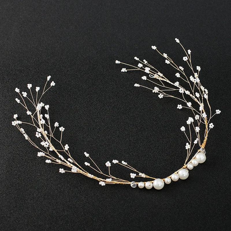 Beaded Pearl Headband for Bride Wedding Hair Decoration