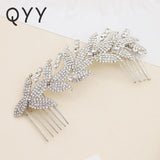 Bridal Rhinestone Leaf Hair Comb Clip Crystal Wedding Jewelry Accessories
