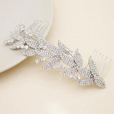 Bridal Rhinestone Leaf Hair Comb Clip Crystal Wedding Jewelry Accessories