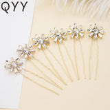 6pcs Flower Austrian Crystal Hairpins Bridal Hair Jewelry