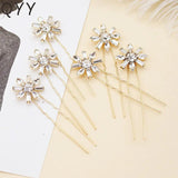6pcs Flower Austrian Crystal Hairpins Bridal Hair Jewelry