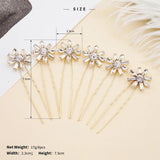 6pcs Flower Austrian Crystal Hairpins Bridal Hair Jewelry