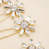 6pcs Flower Austrian Crystal Hairpins Bridal Hair Jewelry