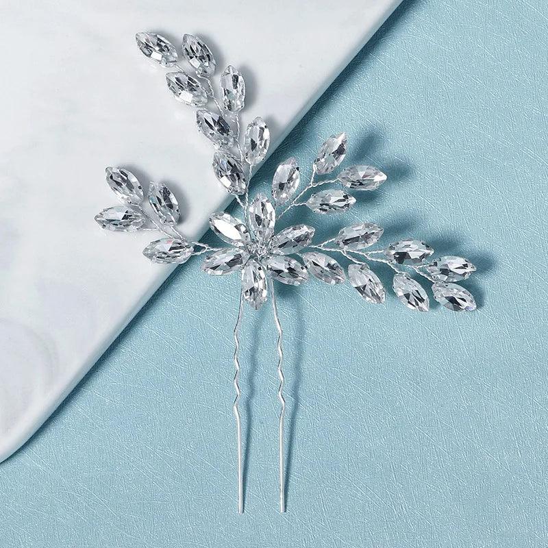 Rhinestone Flower Hair Forks Wedding Hair Accessories