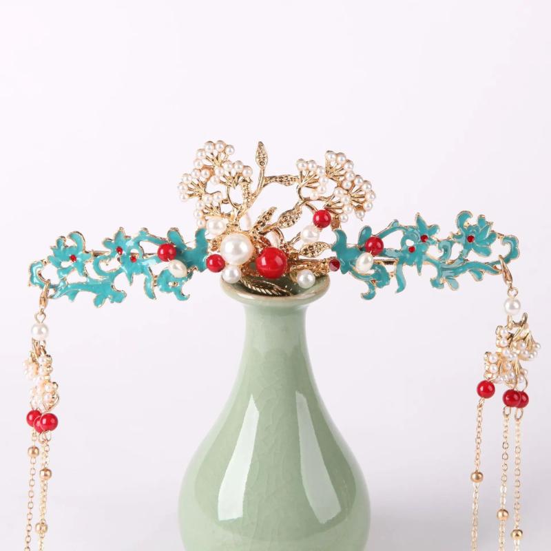 Chinese Hanfu Hair Crown Tassel Antique Jewelry