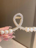 Rhinestone Pearl Heart Split Hair Clip Women Halloween Accessory