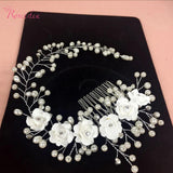 Floral Headband Pearl Bridal Tiara Wedding Hairband