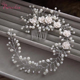 Floral Headband Pearl Bridal Tiara Wedding Hairband