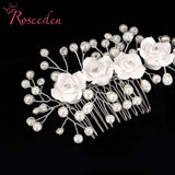 Floral Headband Pearl Bridal Tiara Wedding Hairband