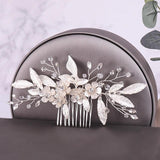 Silver Crystal Leaf Flower Hair Comb Band Bride Bridal Wedding Hair Accessories