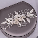 Silver Crystal Leaf Flower Hair Comb Band Bride Bridal Wedding Hair Accessories