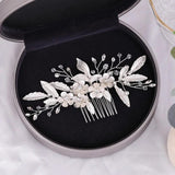 Silver Crystal Leaf Flower Hair Comb Band Bride Bridal Wedding Hair Accessories