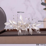 Silver Crystal Leaf Flower Hair Comb Band Bride Bridal Wedding Hair Accessories