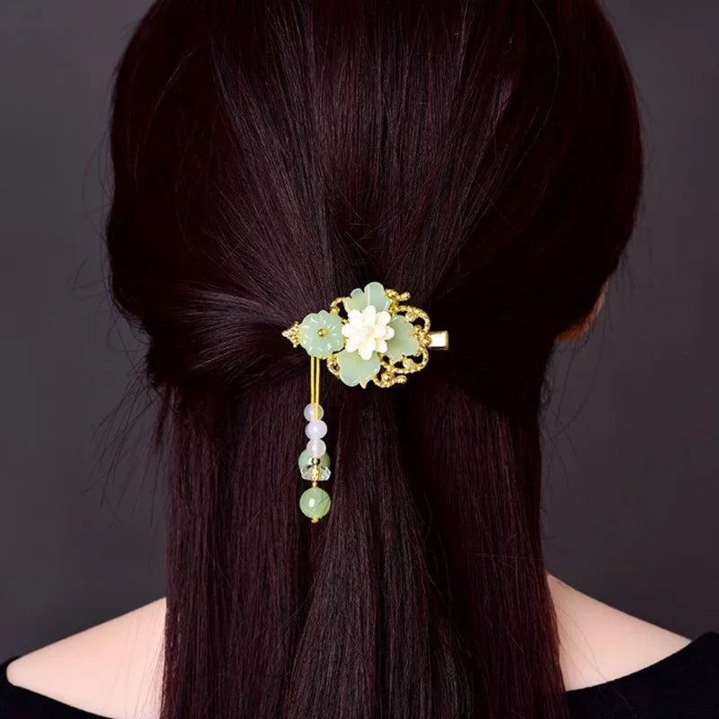 Glass Glazed Flower Hair Claws Ethnic Hairpins Clips Gift for Women