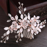 Crystal Rhinestones Flower Leaf Wedding Hair Comb Bridal Headpieces