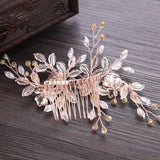 Crystal Rhinestones Flower Leaf Wedding Hair Comb Bridal Headpieces