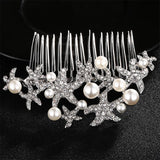 Starfish Bridal Hair Comb Crystal Jewelry Silver Plated Hair Accessories