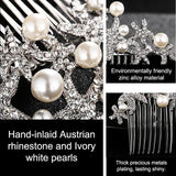 Starfish Bridal Hair Comb Crystal Jewelry Silver Plated Hair Accessories