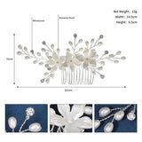 Pearl Flower Bridal Hair Comb - Rhinestone Bride Headpiece