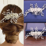 Rhinestone Pearl Hair Comb Bridal Wedding Headband