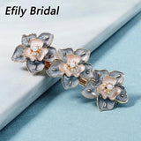 Efily Flower Pearl Hair Clip Barrettes Vintage Jewelry Head Accessories
