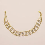 Bohemian Rhinestone Bridal Hair Chain Headpiece for Women Wedding Headband
