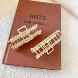 Pearl Rectangle Hollow Hair Clip Acetic Acid Shark Clip Hair Accessory