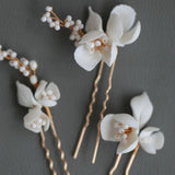 Bridal Ceramic Flower Hairpin Beaded Tiara