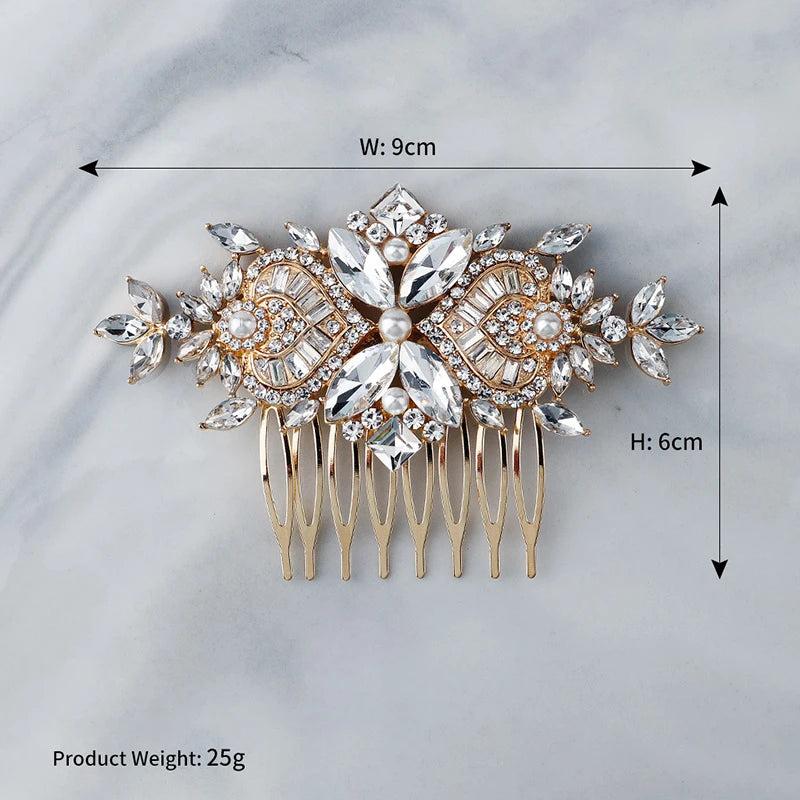 Rhinestone Hair Comb 8-tooth Hair Side Comb for Bride