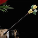 Muylinda Jade Flower Wood Hair Sticks for Women