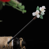 Muylinda Jade Flower Wood Hair Sticks for Women