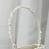 Silver Pearl Headband Wedding Hair Accessories Ribbon Headpiece Flower