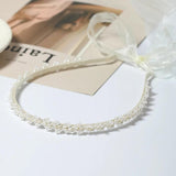 Silver Pearl Headband Wedding Hair Accessories Ribbon Headpiece Flower