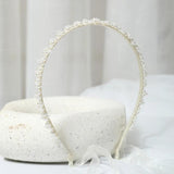 Silver Pearl Headband Wedding Hair Accessories Ribbon Headpiece Flower