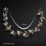 Alloy Leaf Pearls Headband Crown Wedding Hair Vine Jewelry Accessories