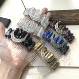 Silvery Moon Wire Wrapped Raw Quartz Point Hair Combs