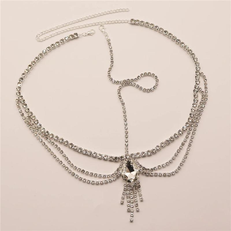 Indian Tassel Forehead Head Chain Rhinestone Bridal Headpiece