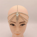 Indian Tassel Forehead Head Chain Rhinestone Bridal Headpiece