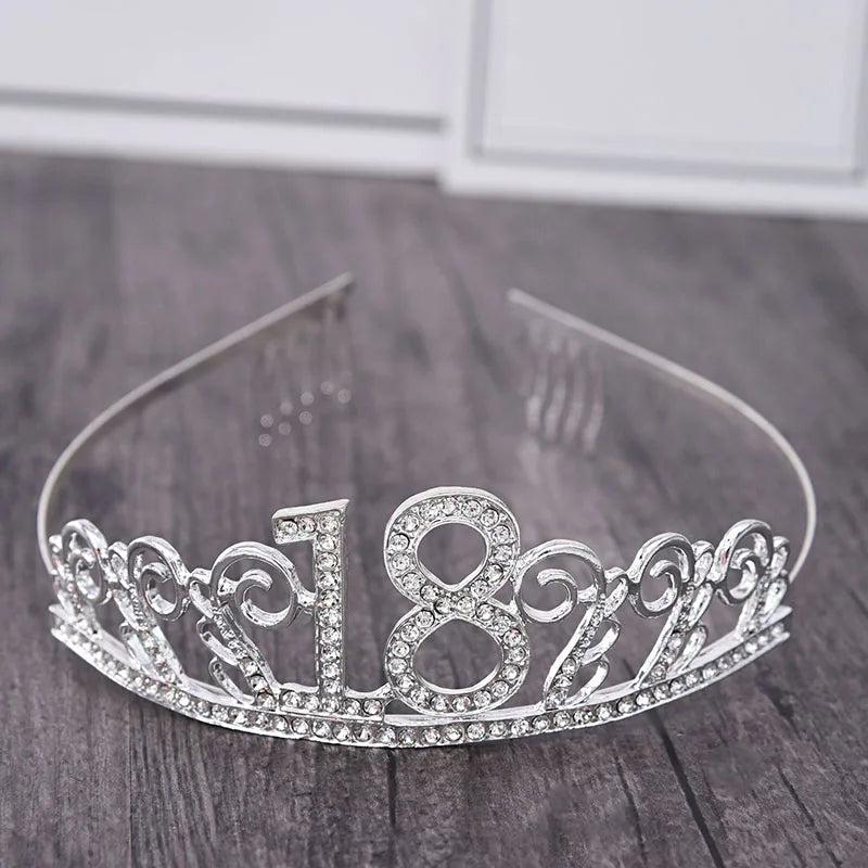 Rhinestone Birthday Tiara Hairbands for Girls and Ladies