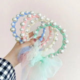 Pearl Headband Streamer Hair Accessories Hairpin Children Princess Female