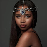Ethnic Water Drop Hair Chain Prom Party Zircon Eyebrow Jewelry